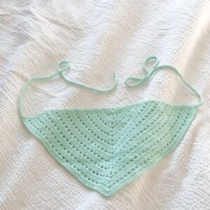 Mint Green Crochet Bandana Kerchief